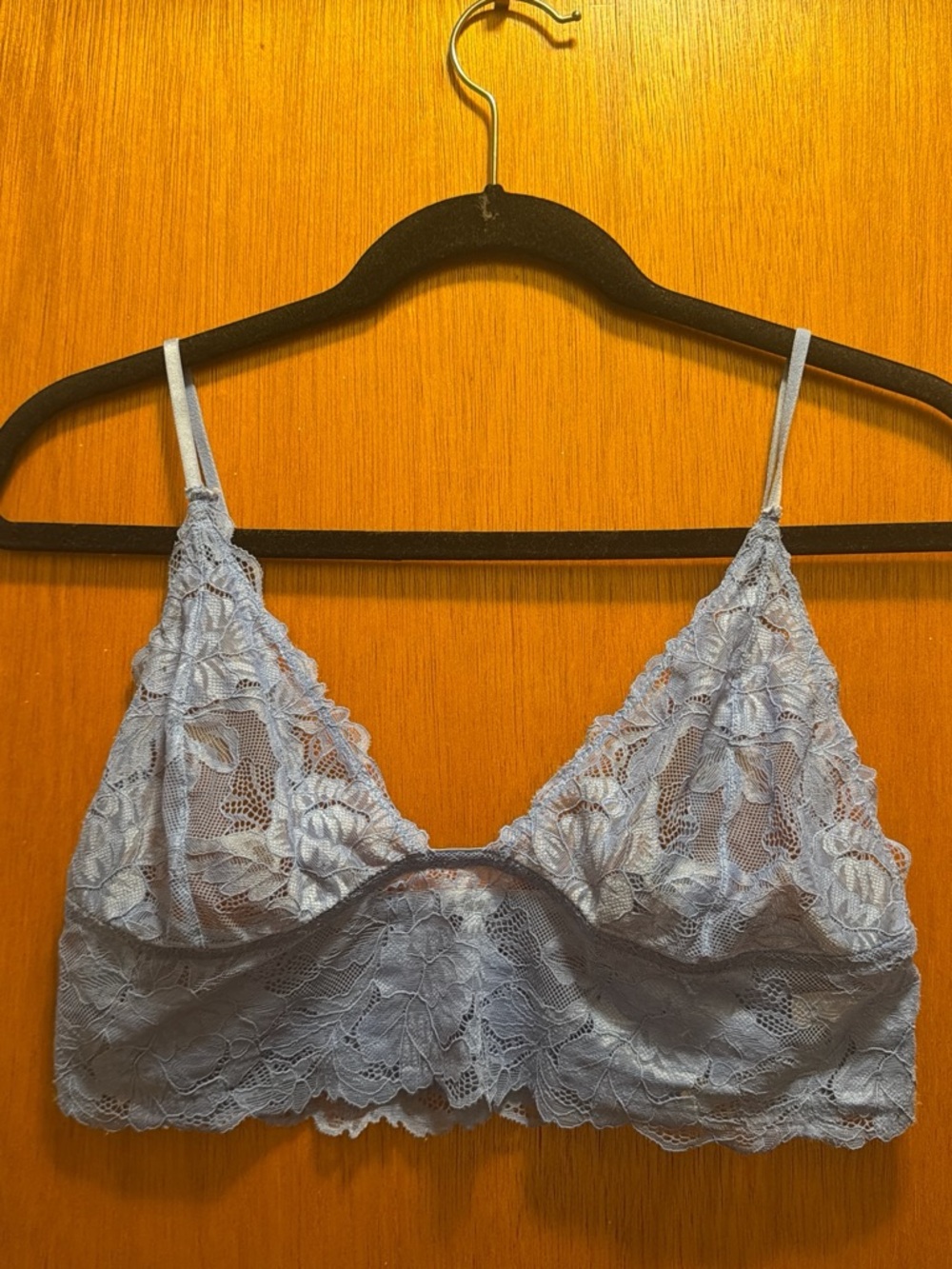 Free People Light Blue Lace Bralette - Soft Triangle Wireless